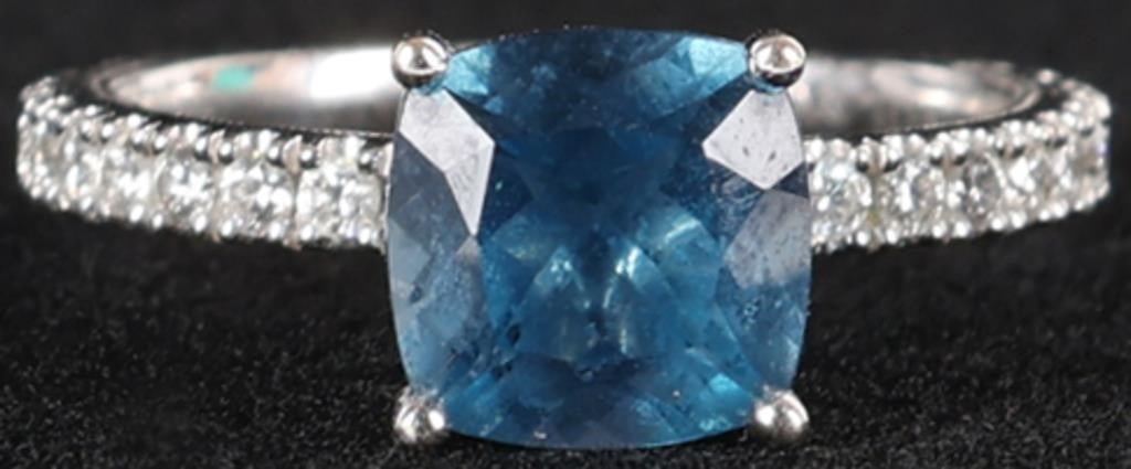14K WHITE GOLD LONDON BLUE TOPAZ DIAMOND RING (1 of 5)