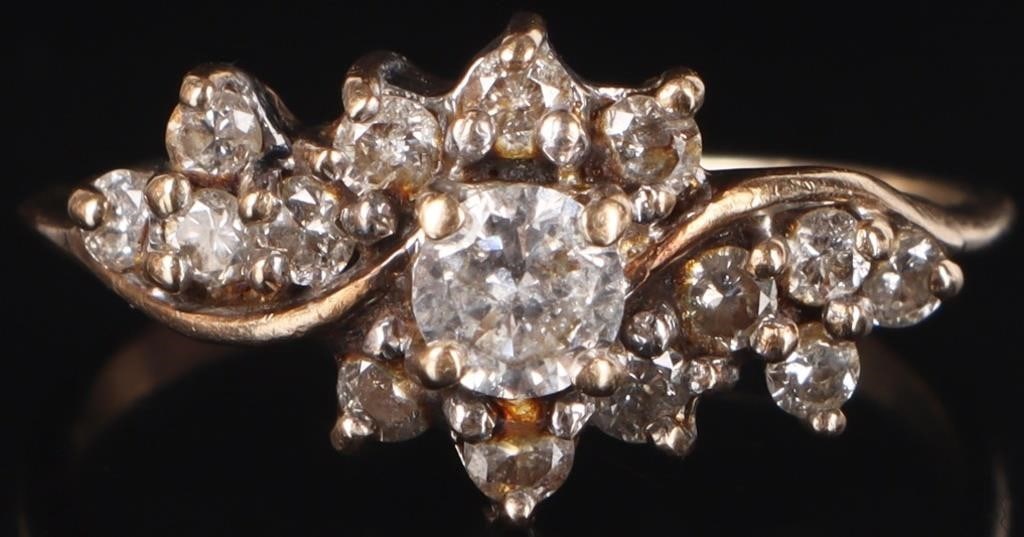 14K YELLOW GOLD NATURAL DIAMOND LADIES RING (1 of 4)