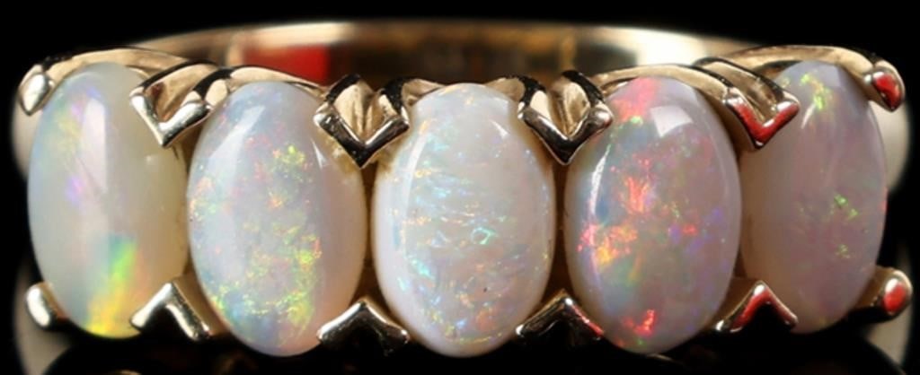 14K YELLOW GOLD LADIES RING W/ 5 OPAL STONES (1 of 3)
