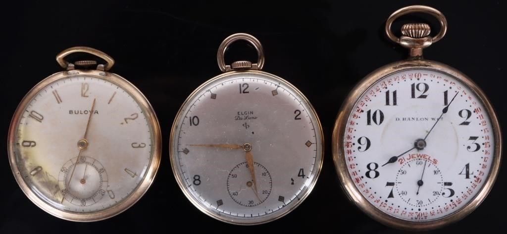 BULOVA ELGIN HANLON POCKET WATCH GOLD PLATE/FILLED (1 of 8)