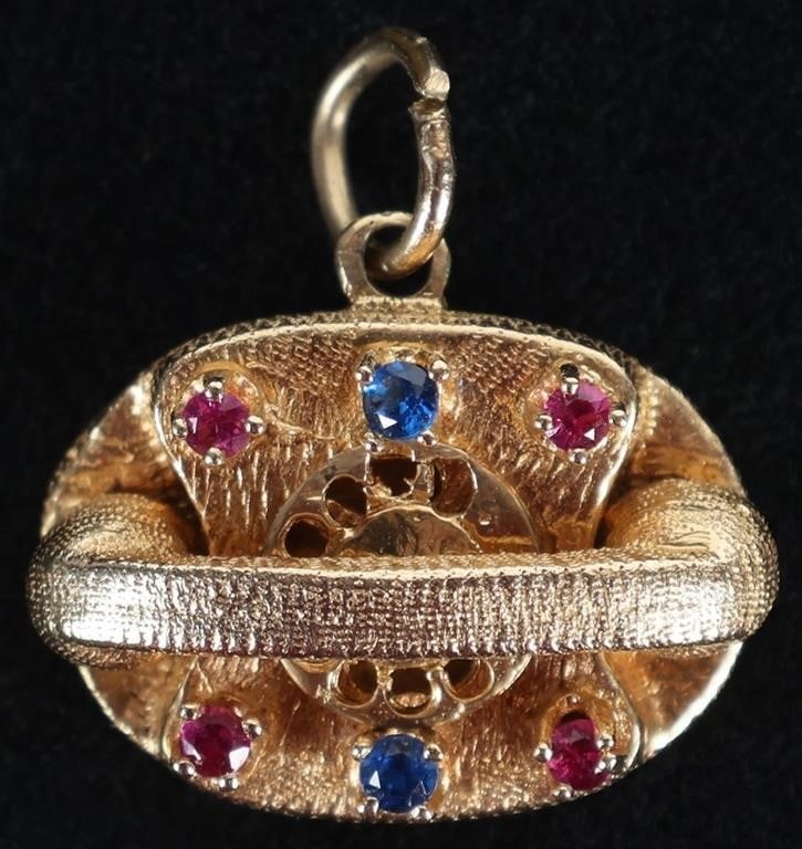 10K GOLD LADIES ROTARY PHONE SPINEL PENDANT (1 of 3)
