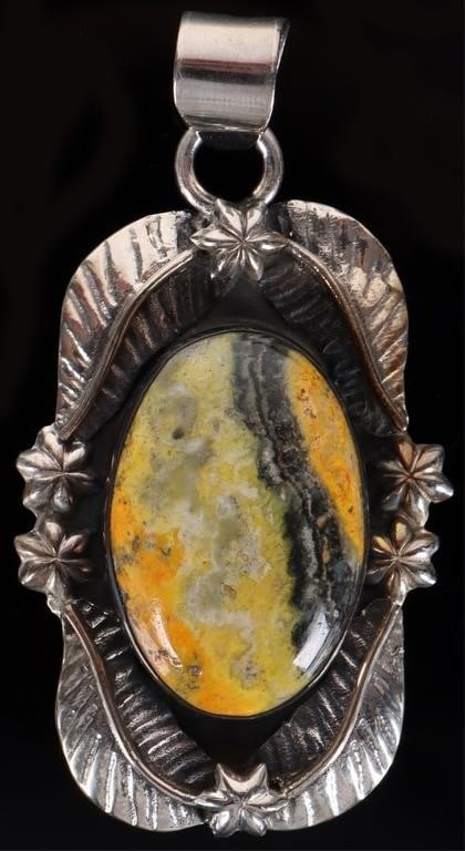 STERLING SILVER LADIES PENDANT W/ BUMBLEBEE JASPER (1 of 3)
