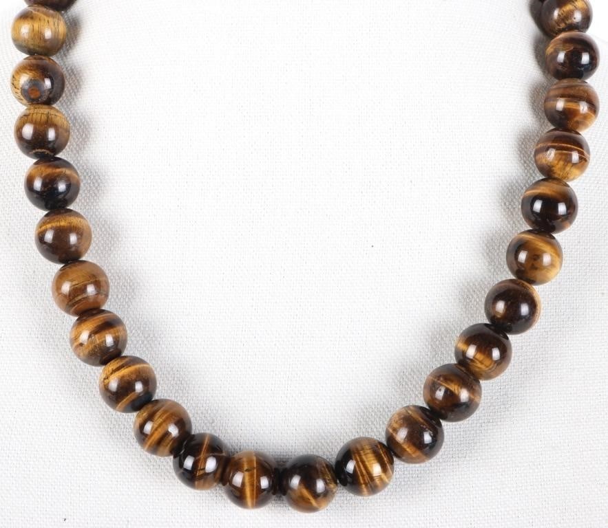 CHUNKY 16MM TIGER'S EYE BEADED NECKLACE (1 of 3)