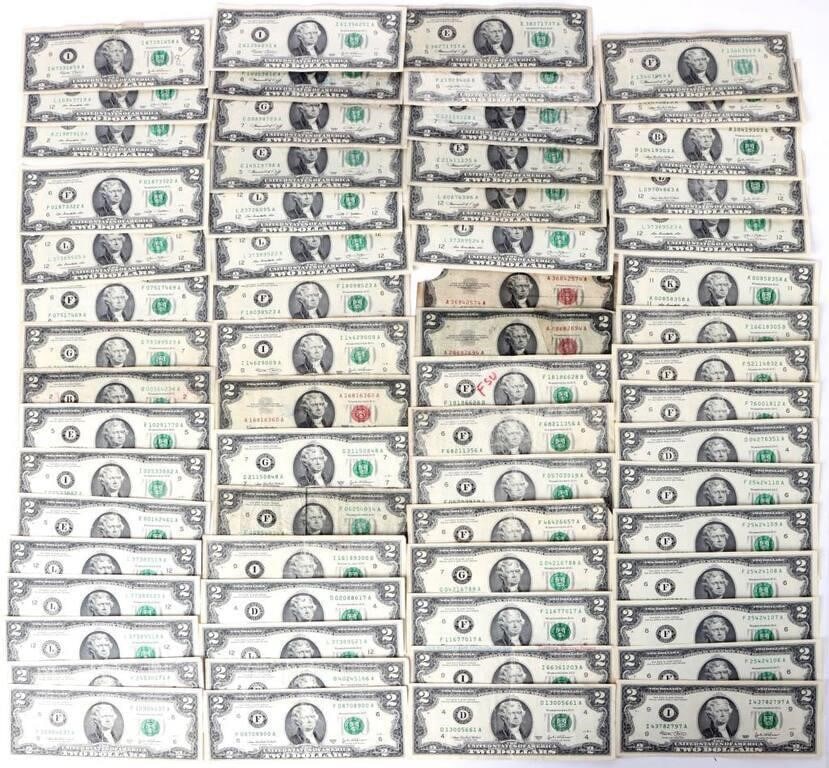 ASSORTED SERIES 1963-2013 $2 BANKNOTES - (63) (1 of 4)
