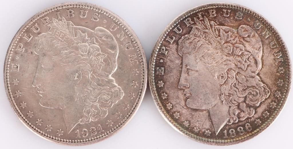 90% SILVER ASSORTED MORGAN DOLLARS - (6) - 4
