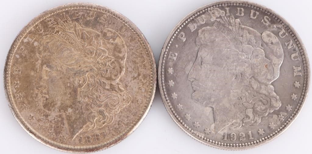 90% SILVER ASSORTED MORGAN DOLLARS - (6) - 6