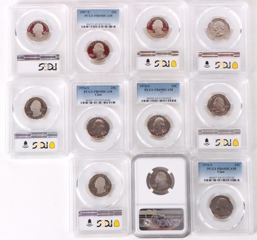 ASSORTED PCGS/NGC PF U.S. QUARTERS - (11) (1 of 5)