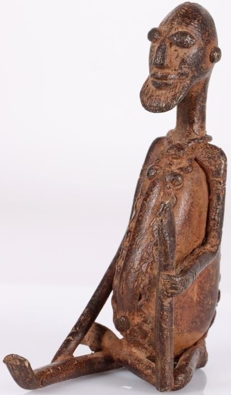 DOGON BRONZE STATUE WEST AFRICA MALI SEATED ELDER (1 of 5)