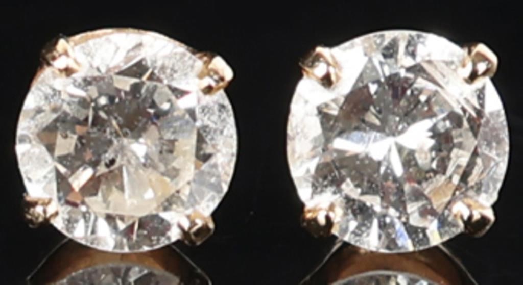 0.90CTW DIAS 14K YELLOW GOLD LADIES STUD EARRINGS (1 of 3)