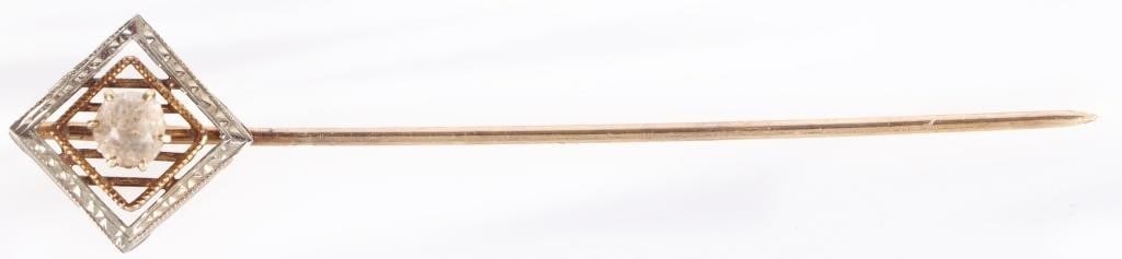 14K YELLOW GOLD LADIES BROOCH W/ DIAMOND (1 of 3)