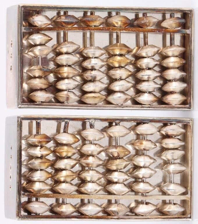 ANTIQUE STERLING SILVER ABACUS SALT/PEPPER SHAKERS (1 of 4)