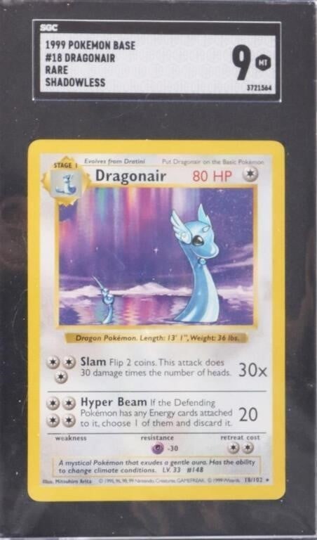 SHADOWLESS DRAGONAIR SGC 9 1999 BASE SET RARE (1 of 4)