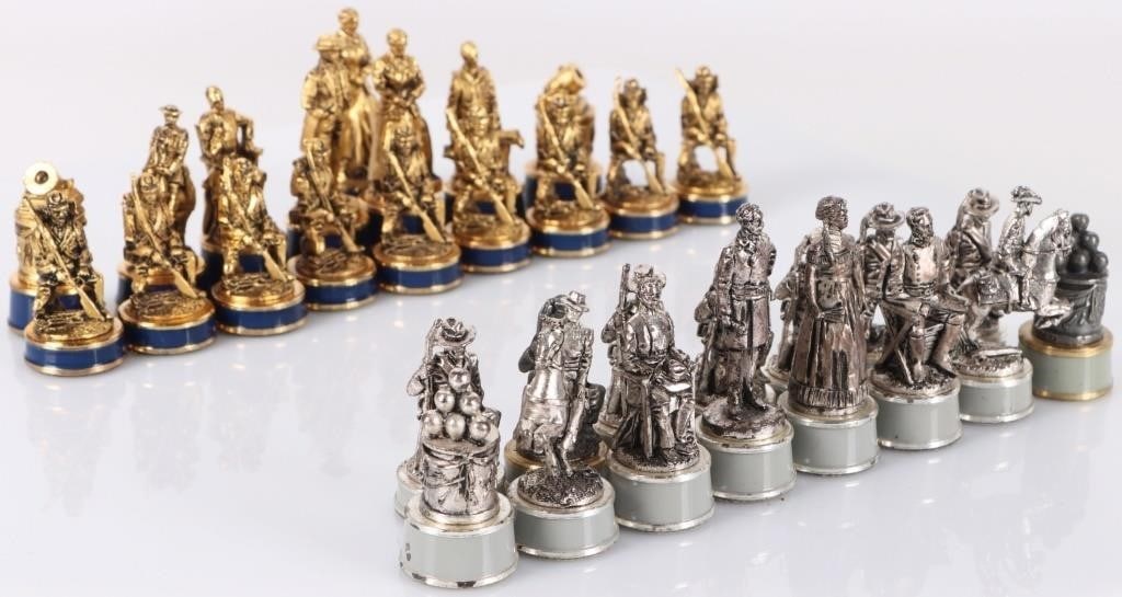 FRANKLIN MINT GETTYSBURG CIVIL WAR CHESS SET (33) (1 of 12)