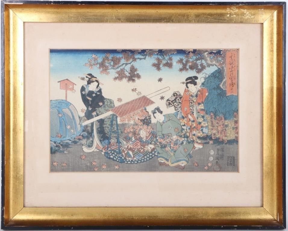 JAPANESE WOODBLOCK TOYOKUNI LIFE OF A LORD (1 of 3)