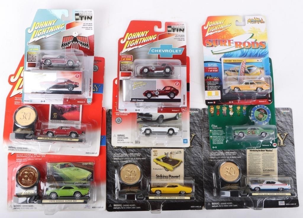 ASSORTED JOHNNY LIGHTENING DIE CAST CARS LOT OF 9 (1 of 4)