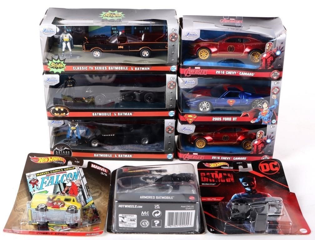 ASSORTED MARVEL & DC DIE CAST CARS LOT OF 9 (1 of 4)