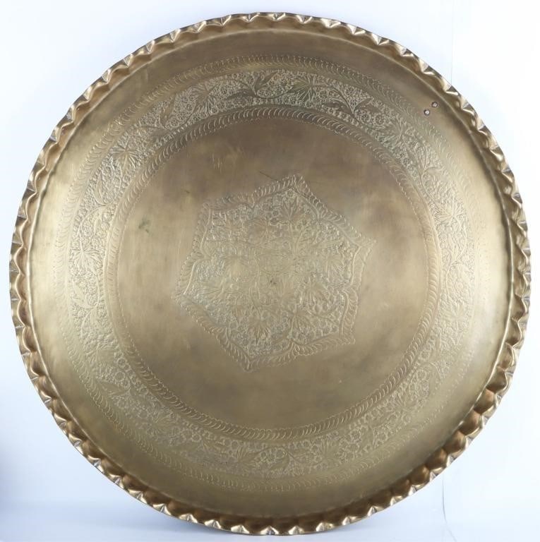ASIAN STYLE 30' BRASS DISH W/ HANGER SCALLOPED (1 of 5)