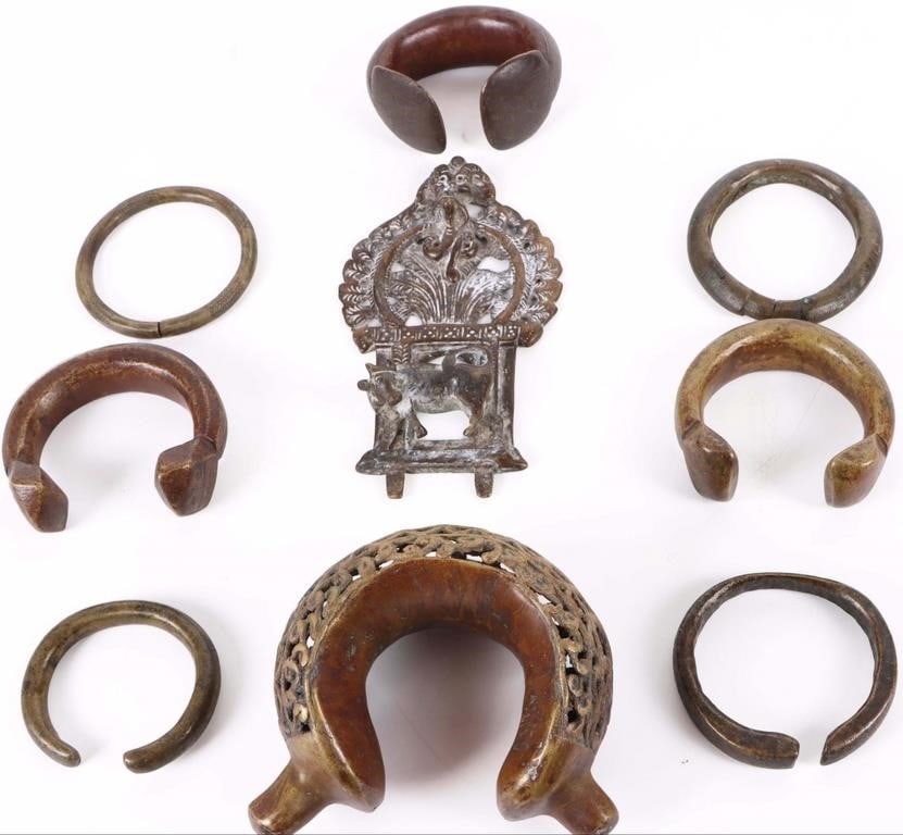BRASS INDIAN PRABHAVALI & BRONZE AFRICAN BRACELETS (1 of 19)