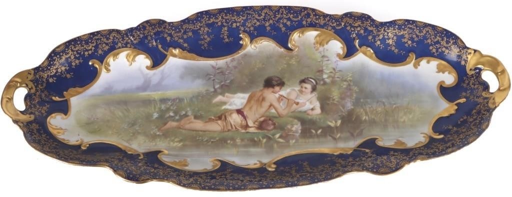 PAINTED PORCELAIN ROMANTIC SEVRES STYLE TRAY (1 of 7)