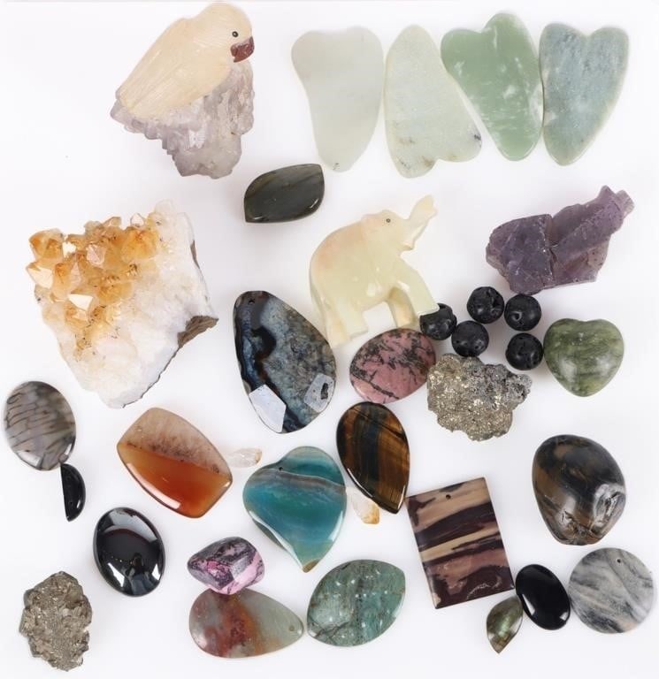 SEMI PRECIOUS STONES & FIGURINE LOT (1 of 5)