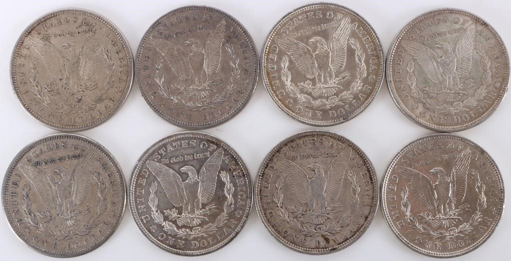 ASSORTED 90% SILVER MORGAN DOLLARS - (8) - 2