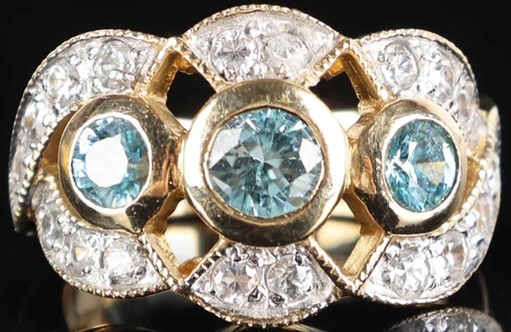 10K YELLOW GOLD LADIES RING W/ TOPAZ & QUARTZ (1 of 4)