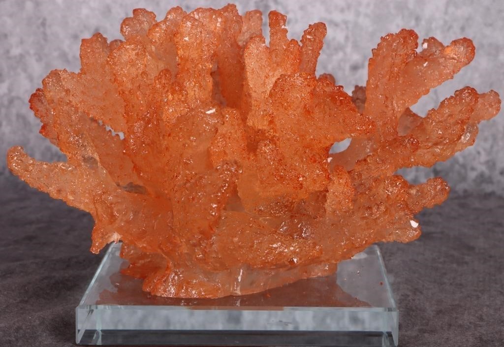 ORANGE CORAL RESIN STATUE W/ ACRYLIC BASE (1 of 4)
