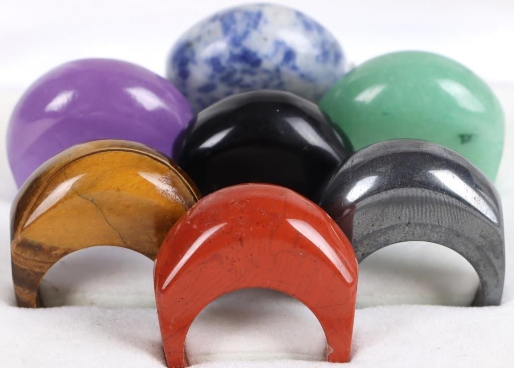 STERLING SILVER 7 INTERCHANGEABLE GEM RING SET - 2
