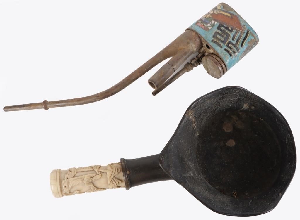 ANTIQUE CHINESE OPIUM PIPE & BRONZE POT (1 of 7)