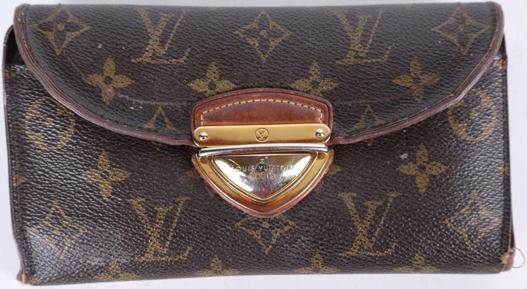 AUTHENTIC LOUIS VUITTON EUGENIE MONOGRAM WALLET: Authentic Louis Vuitton Eugenie monogram wallet. Well-used. Date Code MI 4027. Size: 7.5 x 4.25" Condition: Well-used, some of the colors have faded and the stitching is frayed in some places.