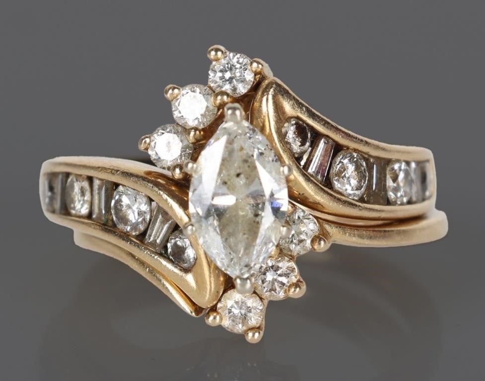 14K YELLOW GOLD ENGAGEMENT RING SET W/ DIAMONDS (1 of 4)