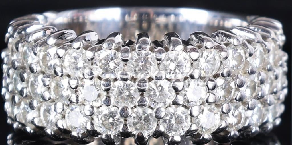 14K WHITE GOLD LADIES RING STUDDED W/ MOISSANITE (1 of 5)