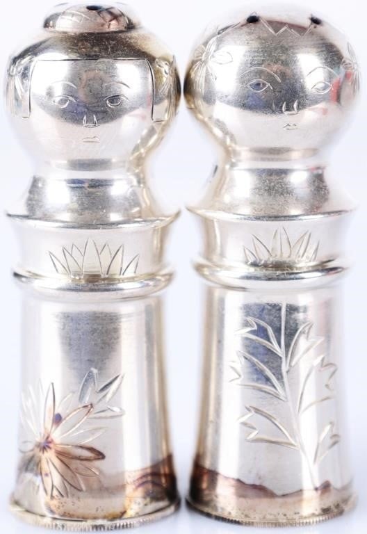 JAPANESE KOKESHI DOLL S & P SHAKERS 950 STERLING (1 of 5)