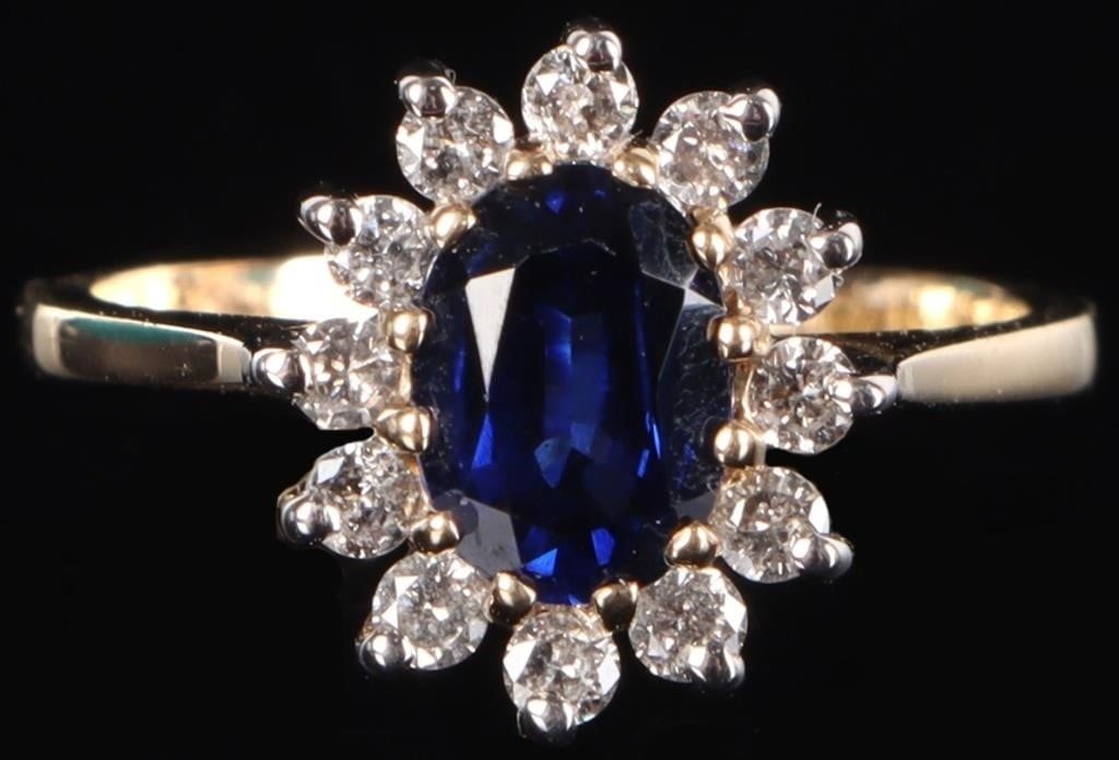 10K YELLOW GOLD SAPPHIRE DIAMOND LADIES RING (1 of 5)