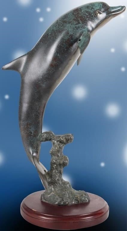 MAGICAL MOTION DOLPHIN BRONZE SCULPTURE J. WYATT (1 of 6)