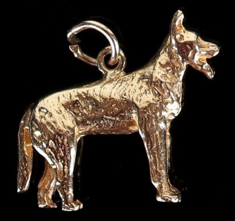 SOLID 14K YELLOW GOLD GERMAN SHEPARD PENDANT (1 of 3)