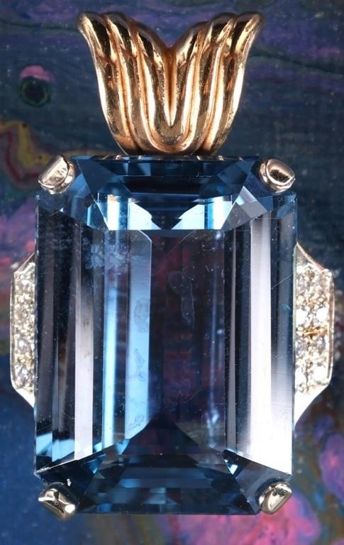 ~48.5CT TOPAZ 14K WHITE/YELLOW GOLD PENDANT W/ DIA (1 of 6)
