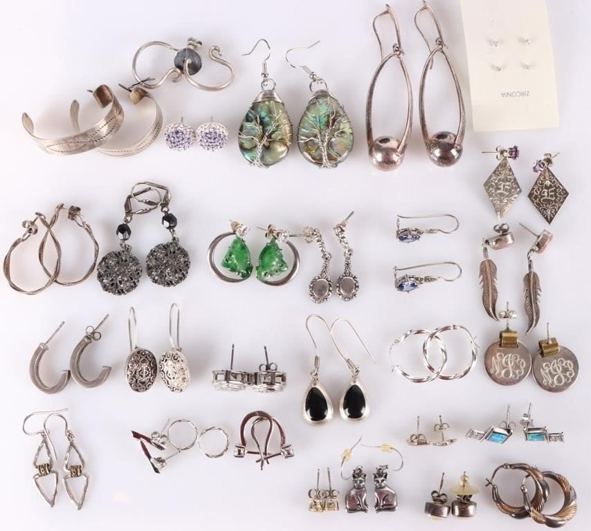 STERLING SILVER ASSORTED LADIES EARRINGS (30) (1 of 3)