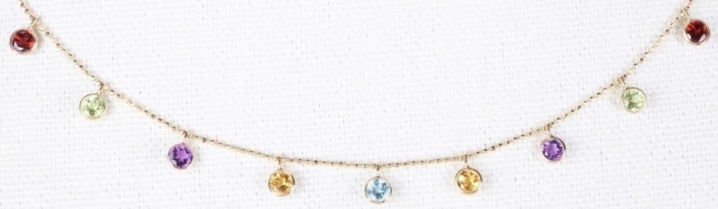 14K YELLOW GOLD ASSORTED GEM LADIES BRACELET (1 of 4)