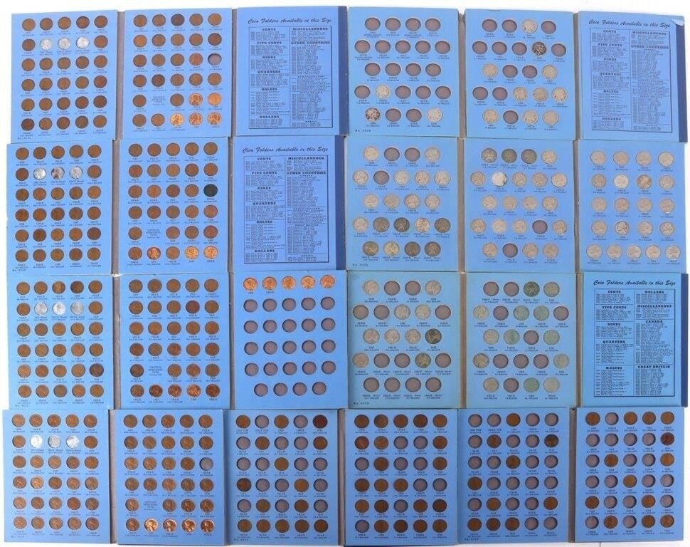 ASSORTED U.S. PENNY & NICKEL COLLECTION BOOKS -(9): Nine assorted U.S. penny & nickel collection books near complete to complete. Condition: Circulated to Mint State uncirculated.