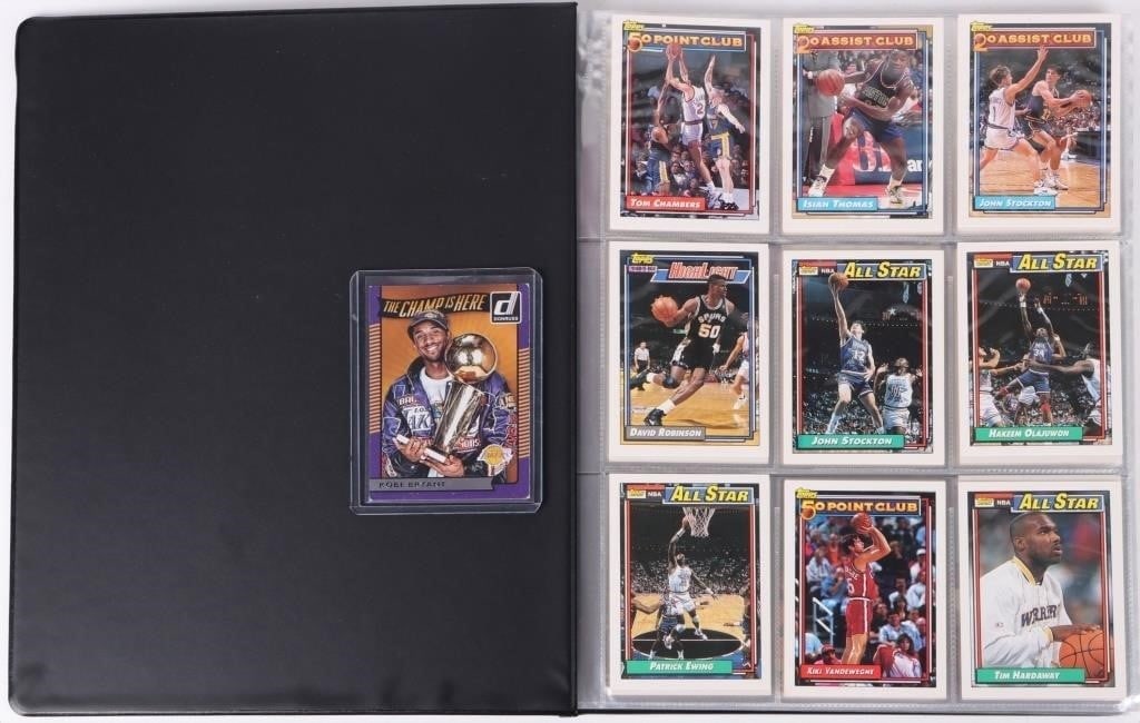 ASSORTED 1990'S-2000'S BASKETBALL CARDS - (91): Assorted 1990's-2000's basketball cards to include ninety cards from 1991-92 Topps basketball card set and one Kobe Bryant Champ Is Here Donruss 2016-17. Highlights in the Topps set include Larry Bird