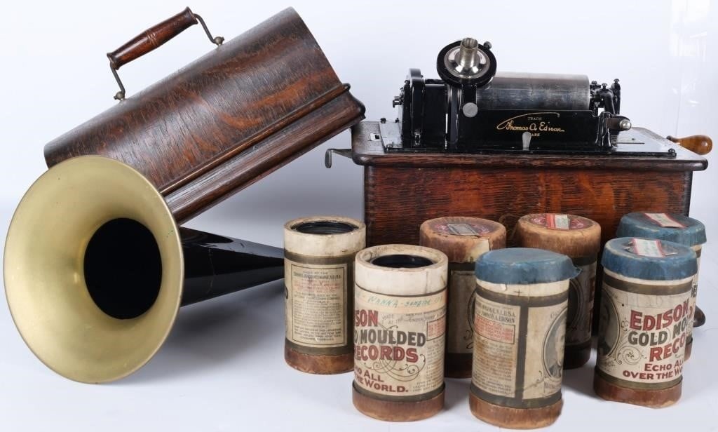 ANTIQUE EDISON STANDARD PHONOGRAPH W/ 7 CYLINDERS (1 of 10)