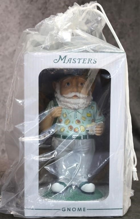 2025 MASTERS FULL SIZE GNOME W/ PEACH POLO IN BOX: 2025 Masters full size commemorative garden gnome with a peach polo and an ice cream bar. In original box. Size: 14" x 8.5" x 8.5" box Condition: New in original box.
