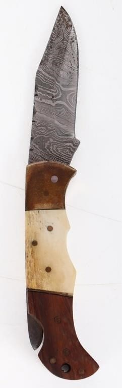 ASSORTED VINTAGE DAMASCUS/ SOLID POCKET KNIVES-(4) - 3