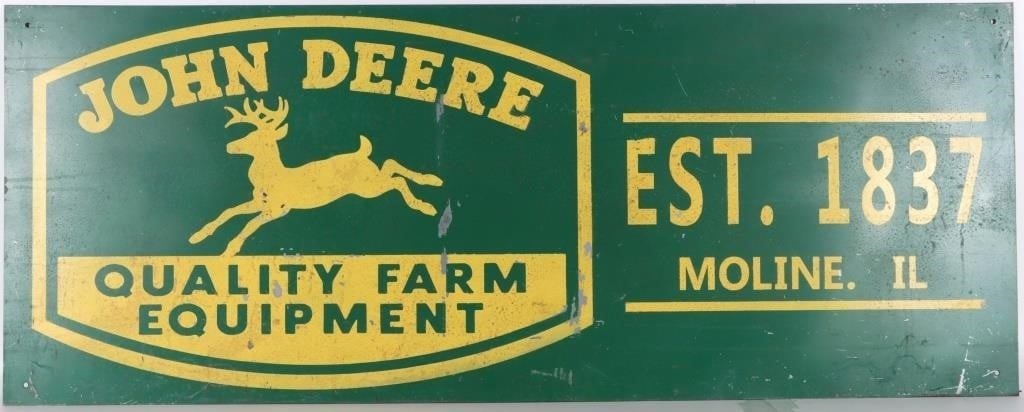 VINTAGE JOHN DEERE 41.25' EMBLEM & EST. METAL SIGN (1 of 4)