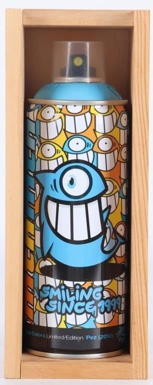 PEZ HYDRA BLUE 2012 LIMITED ED MTN SPRAY PAINT: Mint never sprayed Pez Hydra Blue 2012 limited edition Montana MTN spray paint. Part of a series of 500 made in Spain in 2011. Includes a signed display case. Size: 8.75 x 3.5 x 3" box Condition: Can 