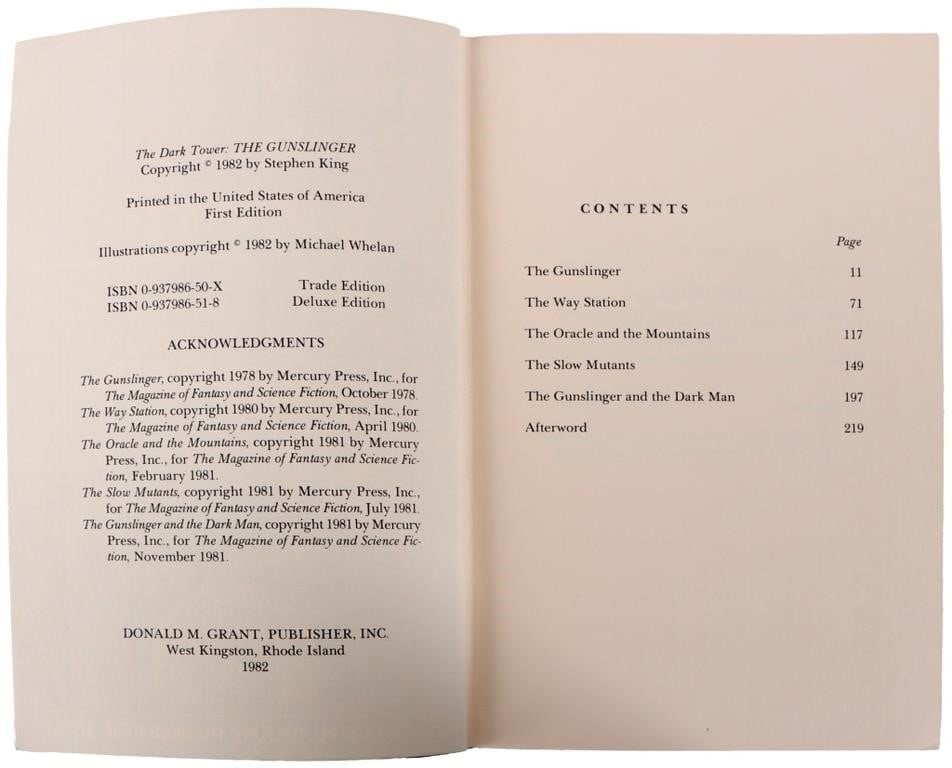 DARK TOWER 1 GUNSLINGER 1ST EDITION & PRINT NO DJ (1 of 6)