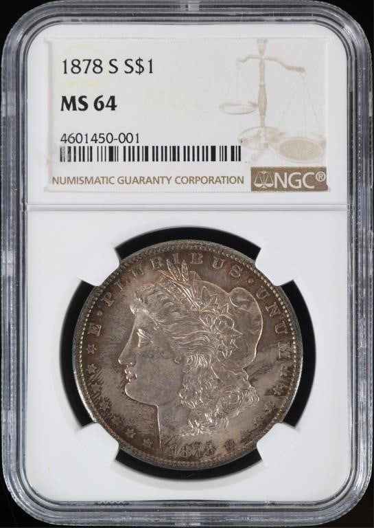 1878 S NGC MS-64 MORGAN SILVER DOLLAR: 1878 S NGC MS-64 Morgan Silver Dollar. Weight: 26.73 Grams Condition: NGC Mint State-64.