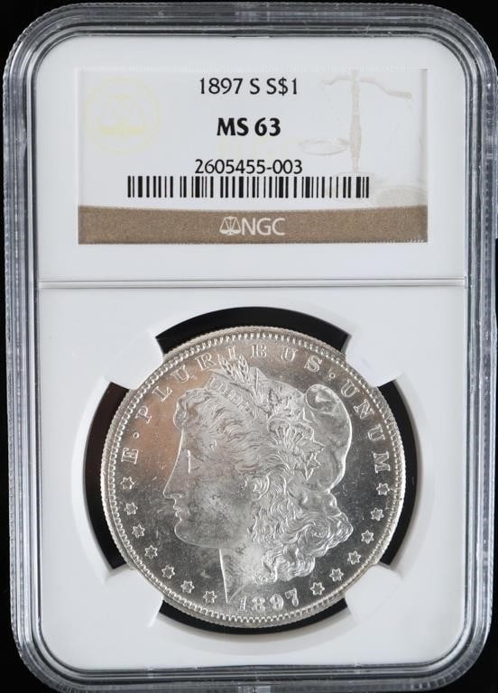 1897 S NGC MS-63 MORGAN SILVER DOLLAR PF LIKE BG (1 of 4)
