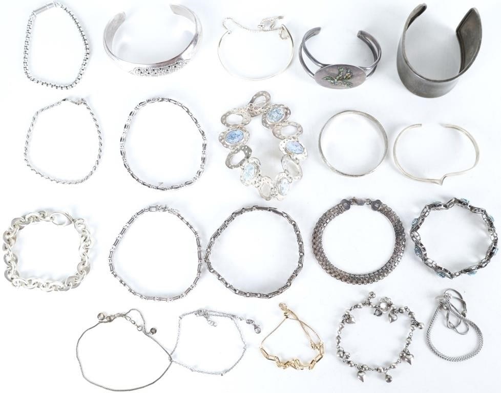 STERLING SILVER LADIES BRACELETS LOT (TWENTY) (1 of 8)